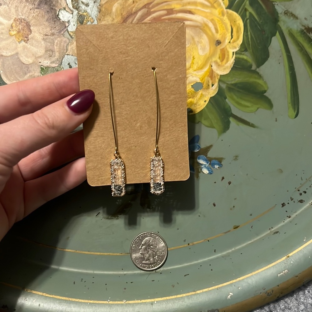 Distressed Crystal fishhook earrings